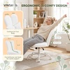 image:imageVINGLI Playful Rabbit Ear Swivel Green Vanity Desk Chair with wheelsampBow PillowCute Comfy Small Armless Adjustable Rolling Stool for BedroomHome Officefor KidsTeensGirlsWomenAdultsTeddy FleeceMarshmallow White
