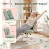 image:imageVINGLI Playful Rabbit Ear Swivel Green Vanity Desk Chair with wheelsampBow PillowCute Comfy Small Armless Adjustable Rolling Stool for BedroomHome Officefor KidsTeensGirlsWomenAdultsTeddy FleeceSage Green