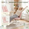 image:imageVINGLI Playful Rabbit Ear Swivel Green Vanity Desk Chair with wheelsampBow PillowCute Comfy Small Armless Adjustable Rolling Stool for BedroomHome Officefor KidsTeensGirlsWomenAdultsTeddy FleeceBlossom Pink