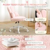 image:imageVINGLI Playful Rabbit Ear Swivel Green Vanity Desk Chair with wheelsampBow PillowCute Comfy Small Armless Adjustable Rolling Stool for BedroomHome Officefor KidsTeensGirlsWomenAdultsTeddy FleeceBlossom Pink