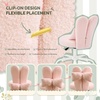 image:imageVINGLI Playful Rabbit Ear Swivel Green Vanity Desk Chair with wheelsampBow PillowCute Comfy Small Armless Adjustable Rolling Stool for BedroomHome Officefor KidsTeensGirlsWomenAdultsTeddy FleeceBlossom Pink