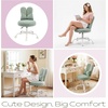 image:imageVINGLI Playful Rabbit Ear Swivel Green Vanity Desk Chair with wheelsampBow PillowCute Comfy Small Armless Adjustable Rolling Stool for BedroomHome Officefor KidsTeensGirlsWomenAdultsTeddy FleeceSage Green