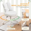 image:imageVINGLI Playful Rabbit Ear Swivel Green Vanity Desk Chair with wheelsampBow PillowCute Comfy Small Armless Adjustable Rolling Stool for BedroomHome Officefor KidsTeensGirlsWomenAdultsTeddy FleeceMarshmallow White