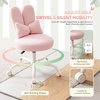 image:imageVINGLI Playful Rabbit Ear Swivel Green Vanity Desk Chair with wheelsampBow PillowCute Comfy Small Armless Adjustable Rolling Stool for BedroomHome Officefor KidsTeensGirlsWomenAdultsTeddy FleeceBlossom Pink