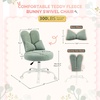 image:imageVINGLI Playful Rabbit Ear Swivel Green Vanity Desk Chair with wheelsampBow PillowCute Comfy Small Armless Adjustable Rolling Stool for BedroomHome Officefor KidsTeensGirlsWomenAdultsTeddy FleeceSage Green