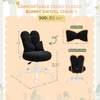 image:imageVINGLI Playful Rabbit Ear Swivel Green Vanity Desk Chair with wheelsampBow PillowCute Comfy Small Armless Adjustable Rolling Stool for BedroomHome Officefor KidsTeensGirlsWomenAdultsTeddy FleeceStarry Black