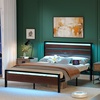 image:imageVINGLI Queen Platform Bed Frame with Wood Headboard amp Footboard 12Inch UnderBed Storage Space LED 2 AC 2 USB 1 TypeC Charging Port Sturdy Metal NoiseFree Design Modern Apartment BedroomBlackMahogany Brown