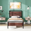 image:imageVINGLI Queen Platform Bed Frame with Wood Headboard amp Footboard 12Inch UnderBed Storage Space LED 2 AC 2 USB 1 TypeC Charging Port Sturdy Metal NoiseFree Design Modern Apartment BedroomBlackMahogany Brown
