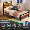image:imageVINGLI Queen Platform Bed Frame with Wood Headboard amp Footboard 12Inch UnderBed Storage Space LED 2 AC 2 USB 1 TypeC Charging Port Sturdy Metal NoiseFree Design Modern Apartment BedroomBlackIndustrial Brown