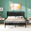image:imageVINGLI Queen Platform Bed Frame with Wood Headboard amp Footboard 12Inch UnderBed Storage Space LED 2 AC 2 USB 1 TypeC Charging Port Sturdy Metal NoiseFree Design Modern Apartment BedroomBlackBlack