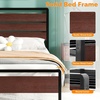 image:imageVINGLI Queen Platform Bed Frame with Wood Headboard amp Footboard 12Inch UnderBed Storage Space LED 2 AC 2 USB 1 TypeC Charging Port Sturdy Metal NoiseFree Design Modern Apartment BedroomBlackMahogany Brown
