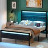 image:imageVINGLI Queen Platform Bed Frame with Wood Headboard amp Footboard 12Inch UnderBed Storage Space LED 2 AC 2 USB 1 TypeC Charging Port Sturdy Metal NoiseFree Design Modern Apartment BedroomBlackBlack