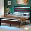 image:imageVINGLI Queen Platform Bed Frame with Wood Headboard amp Footboard 12Inch UnderBed Storage Space LED 2 AC 2 USB 1 TypeC Charging Port Sturdy Metal NoiseFree Design Modern Apartment BedroomBlackMahogany Brown