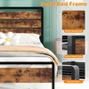 image:imageVINGLI Queen Platform Bed Frame with Wood Headboard amp Footboard 12Inch UnderBed Storage Space LED 2 AC 2 USB 1 TypeC Charging Port Sturdy Metal NoiseFree Design Modern Apartment BedroomBlackIndustrial Brown