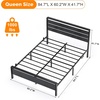 image:imageVINGLI Queen Platform Bed Frame with Wood Headboard amp Footboard 12Inch UnderBed Storage Space LED 2 AC 2 USB 1 TypeC Charging Port Sturdy Metal NoiseFree Design Modern Apartment BedroomBlackBlack