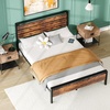 image:imageVINGLI Queen Platform Bed Frame with Wood Headboard amp Footboard 12Inch UnderBed Storage Space LED 2 AC 2 USB 1 TypeC Charging Port Sturdy Metal NoiseFree Design Modern Apartment BedroomBlackIndustrial Brown