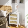 image:imageVINGLI Rattan Nightstand with Charging Station 27 Tall White Nightstand with 3 Drawers for Bedroom Boho Mid Century Modern Bed Side TableEnd Table White 2 Pack