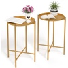 image:imageVINGLI Round Metal Side Table with Removable Tray Outdoor Patio Coffee Table Waterproof End Table for Small Spaces Outdoor Patio Living Room Bedroom Balcony XBrace amp NonSlip Pads 1 GoldGold