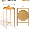 image:imageVINGLI Round Metal Side Table with Removable Tray Outdoor Patio Coffee Table Waterproof End Table for Small Spaces Outdoor Patio Living Room Bedroom Balcony XBrace amp NonSlip Pads 1 GoldGold