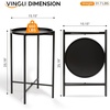 image:imageVINGLI Round Metal Side Table with Removable Tray Outdoor Patio Coffee Table Waterproof End Table for Small Spaces Outdoor Patio Living Room Bedroom Balcony XBrace amp NonSlip Pads 1 GoldBlack
