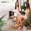 image:imageVINGLI Round Metal Side Table with Removable Tray Outdoor Patio Coffee Table Waterproof End Table for Small Spaces Outdoor Patio Living Room Bedroom Balcony XBrace amp NonSlip Pads 1 GoldGold