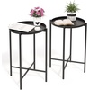 image:imageVINGLI Round Metal Side Table with Removable Tray Outdoor Patio Coffee Table Waterproof End Table for Small Spaces Outdoor Patio Living Room Bedroom Balcony XBrace amp NonSlip Pads 1 GoldBlack