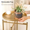 image:imageVINGLI Round Metal Side Table with Removable Tray Outdoor Patio Coffee Table Waterproof End Table for Small Spaces Outdoor Patio Living Room Bedroom Balcony XBrace amp NonSlip Pads 1 GoldGold