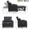 image:imageVINGLI Sleeper Chair 3in1 Convertible Sofa Bed Black Pull Out Couch Bed Adjustable Recliner Chair Bed with 2 USB Ports 2 Cup Holders 2 Side Pockets for Living Room Bedroom Small Spaces