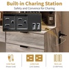 image:imageVINGLI Vanity Desk with LED Lighted Mirror amp Padded Bench Makeup Set with 7 Drawers amp 2 Clear Glass Cabinets amp 1 Hidden Mirror Cabinet amp 3 Storeroom amp Charging Station for Bedroom GreyGrey