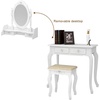 image:imageVINGLI Vanity Desk with Lighted Mirror and 5 Drawers Makeup Vanity Set with Stool and 10 Lights Dressing Table for Bedroom Dressing Room WhiteWhite  4Drawers With Carved Pattern