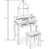image:imageVINGLI Vanity Desk with Lighted Mirror and 5 Drawers Makeup Vanity Set with Stool and 10 Lights Dressing Table for Bedroom Dressing Room WhiteWhite  4Drawers With Carved Pattern