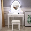 image:imageVINGLI Vanity Desk with Lighted Mirror and 5 Drawers Makeup Vanity Set with Stool and 10 Lights Dressing Table for Bedroom Dressing Room WhiteWhite  5Drawers With LED Bulb