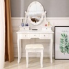 image:imageVINGLI Vanity Desk with Lighted Mirror and 5 Drawers Makeup Vanity Set with Stool and 10 Lights Dressing Table for Bedroom Dressing Room WhiteWhite  5Drawers With LED Bulb