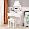 image:imageVINGLI Vanity Desk with Lighted Mirror and 5 Drawers Makeup Vanity Set with Stool and 10 Lights Dressing Table for Bedroom Dressing Room WhiteWhite  5Drawers With LED Bulb