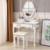 image:imageVINGLI Vanity Desk with Lighted Mirror and 5 Drawers Makeup Vanity Set with Stool and 10 Lights Dressing Table for Bedroom Dressing Room WhiteWhite  5Drawers With LED Bulb