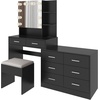 image:imageVINGLI Vanity Desk with Mirror and Lights Large Makeup Cabinet with 4 Drawers amp 3 Cabinets amp 10 LED Lights in 3 Lighting Modes amp Charging Station Dressing Table for Dressing Room Bedroom White8Drawers  Cabinet  Stool