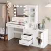 image:imageVINGLI Vanity Desk with Mirror and Lights Large Makeup Cabinet with 4 Drawers amp 3 Cabinets amp 10 LED Lights in 3 Lighting Modes amp Charging Station Dressing Table for Dressing Room Bedroom White4Drawers  RGB LED Cabinets