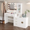 image:imageVINGLI Vanity Desk with Mirror and Lights Large Makeup Cabinet with 4 Drawers amp 3 Cabinets amp 10 LED Lights in 3 Lighting Modes amp Charging Station Dressing Table for Dressing Room Bedroom White4Drawers  RGB LED Cabinets