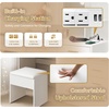 image:imageVINGLI Vanity Desk with Mirror and Lights Large Makeup Cabinet with 4 Drawers amp 3 Cabinets amp 10 LED Lights in 3 Lighting Modes amp Charging Station Dressing Table for Dressing Room Bedroom White8Drawers  Cabinet  Stool