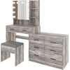 image:imageVINGLI Vanity Desk with Mirror and Lights Large Makeup Cabinet with 4 Drawers amp 3 Cabinets amp 10 LED Lights in 3 Lighting Modes amp Charging Station Dressing Table for Dressing Room Bedroom White8Drawers  Cabinet  Stool