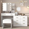 image:imageVINGLI Vanity Desk with Mirror and Lights Large Makeup Cabinet with 4 Drawers amp 3 Cabinets amp 10 LED Lights in 3 Lighting Modes amp Charging Station Dressing Table for Dressing Room Bedroom White8Drawers  Cabinet  Stool
