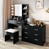 image:imageVINGLI Vanity Desk with Mirror and Lights Large Makeup Cabinet with 4 Drawers amp 3 Cabinets amp 10 LED Lights in 3 Lighting Modes amp Charging Station Dressing Table for Dressing Room Bedroom White8Drawers  Cabinet  Stool