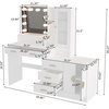 image:imageVINGLI Vanity Desk with Mirror and Lights Large Makeup Cabinet with 4 Drawers amp 3 Cabinets amp 10 LED Lights in 3 Lighting Modes amp Charging Station Dressing Table for Dressing Room Bedroom White4Drawers  RGB LED Cabinets