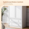 image:imageVINGLI Wardrobe Closet with 2 Doors and 2 Drawers 72 H Wardrobe Cabinet Closet Freestanding Clothing Storage Cabinet Wooden White Bedroom Armoire Combination for Hanging ClothesWhite