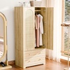 image:imageVINGLI Wardrobe Closet with 2 Doors and 2 Drawers 72 H Wardrobe Cabinet Closet Freestanding Clothing Storage Cabinet Wooden White Bedroom Armoire Combination for Hanging ClothesNatural Rattan
