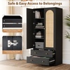 image:imageVINGLI Wardrobe Closet with 2 Doors and 2 Drawers 72 H Wardrobe Cabinet Closet Freestanding Clothing Storage Cabinet Wooden White Bedroom Armoire Combination for Hanging ClothesBlack