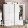image:imageVINGLI Wardrobe Closet with 2 Doors and 2 Drawers 72 H Wardrobe Cabinet Closet Freestanding Clothing Storage Cabinet Wooden White Bedroom Armoire Combination for Hanging ClothesWhite