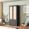image:imageVINGLI Wardrobe Closet with 2 Doors and 2 Drawers 72 H Wardrobe Cabinet Closet Freestanding Clothing Storage Cabinet Wooden White Bedroom Armoire Combination for Hanging ClothesBlack