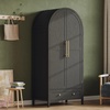 image:imageVINGLI Wardrobe Closet with 2 Doors and 2 Drawers 72 H Wardrobe Cabinet Closet Freestanding Clothing Storage Cabinet Wooden White Bedroom Armoire Combination for Hanging ClothesBlack
