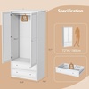 image:imageVINGLI Wardrobe Closet with 2 Doors and 2 Drawers 72 H Wardrobe Cabinet Closet Freestanding Clothing Storage Cabinet Wooden White Bedroom Armoire Combination for Hanging ClothesWhite